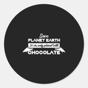 Red de planeet aarde voor chocolade Funny dessertl Ronde Sticker