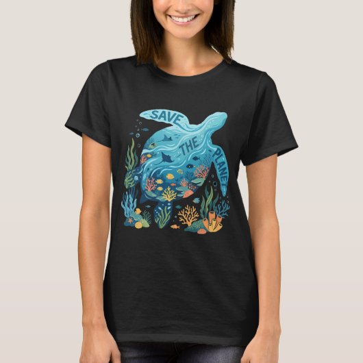 Red de planeet blauwe zeeschildpad t-shirt (Voorkant)