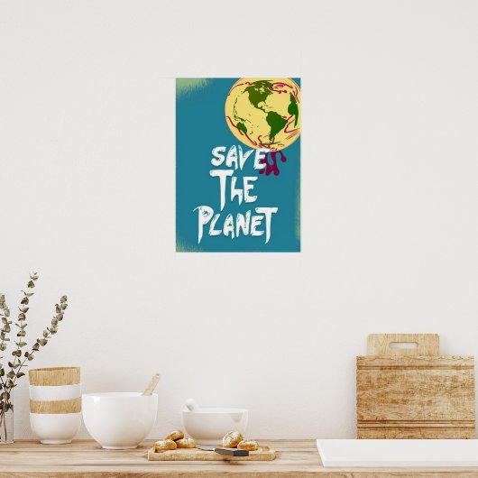 Red de planeet digitale kunst poster (Keuken)