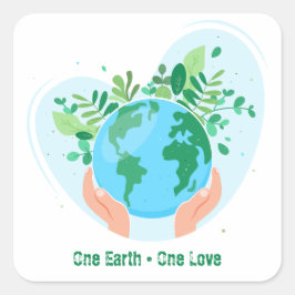 Red de planeet. Eén aarde één liefde. Vierkante Sticker