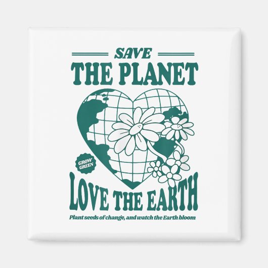 Red de planeet en hou van de aarde milieubescherme magneet (Voorkant)