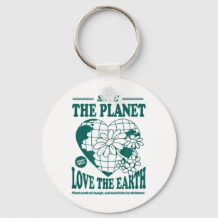 Red de planeet en hou van de aarde milieubescherme sleutelhanger