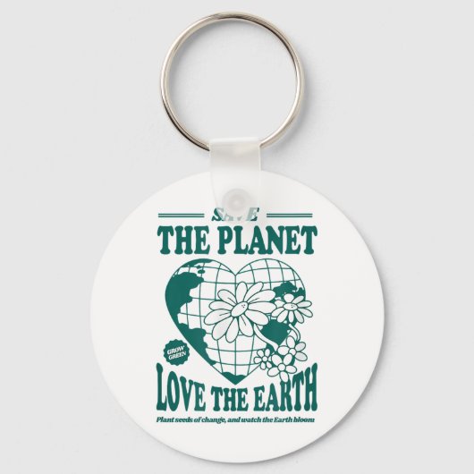Red de planeet en hou van de aarde milieubescherme sleutelhanger (Voorkant)