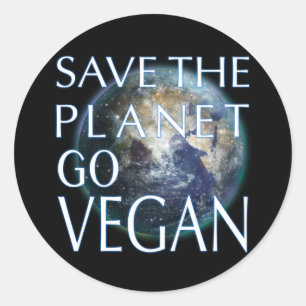 Red de Planeet Ga Vegan Elke Dag is het Aarddag Ronde Sticker