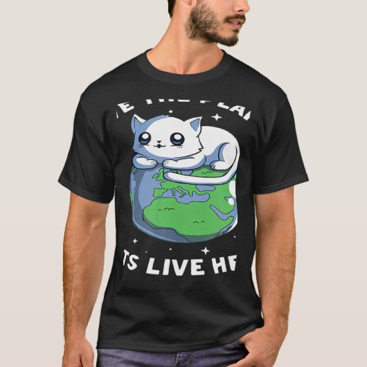 Red De Planeet Katten Leven Hier Kat Redt Milieu T-shirt (Voorkant)