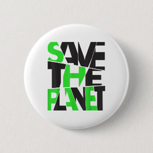 Red de planeet _ Milieubescherming _ Clima Ronde Button 5,7 Cm