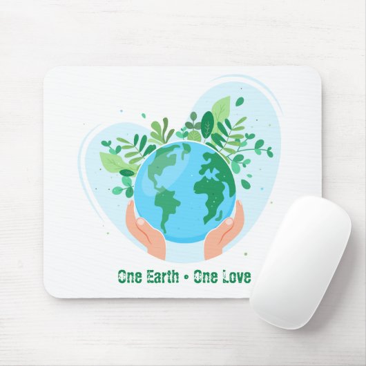 Red de planeet. One Earth One Love Muismat (Met muis)