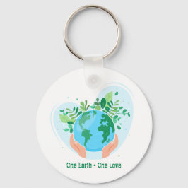 Red de planeet. One Earth One Love Sleutelhanger