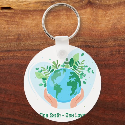 Red de planeet. One Earth One Love Sleutelhanger (Achterkant)