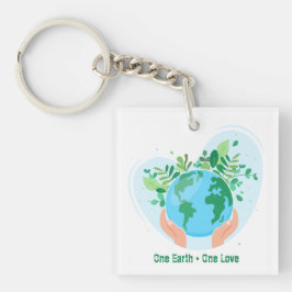 Red de planeet. One Earth One Love Sleutelhanger