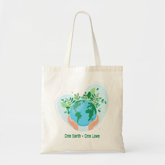 Red de planeet. One Earth One Love Tote Bag (Voorkant)