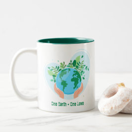 Red de planeet. One Earth One Love Tweekleurige Koffiemok