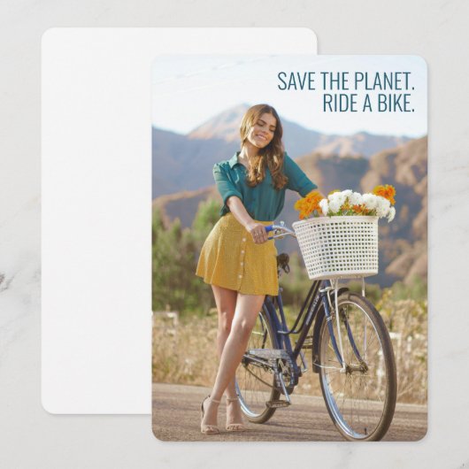 Red de planeet - Ride a Bike Motivatie kunst Feestdagenkaart (Voorkant / Achterkant)