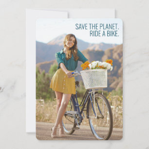 Red de planeet - Ride a Bike Motivatie kunst Feestdagenkaart