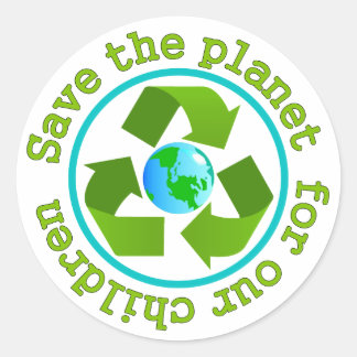 Red de planeet voor onze kinderen ronde sticker