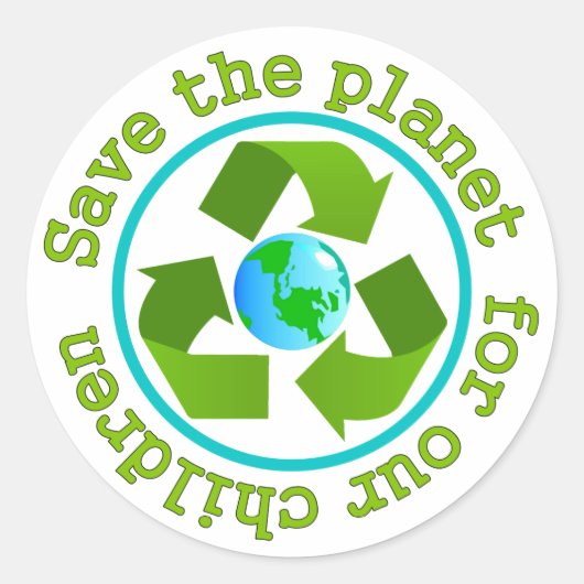 Red de planeet voor onze kinderen ronde sticker (Voorkant)