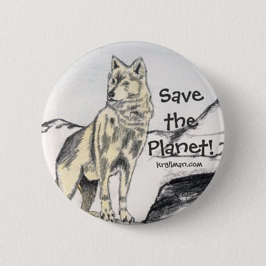 Red de planeet! Wolf Button (Voorkant)
