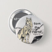 Red de planeet! Wolf Button (Voorkant /achterkant)