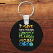 Red de recycling fabriek schoon zorg aarde dag ops sleutelhanger (Voorkant)
