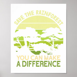 Red de regenwoudendag en ga groen poster
