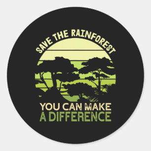Red de regenwoudendag en ga groen ronde sticker