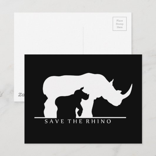 Red de Rhino Briefkaart (Voorkant / Achterkant)