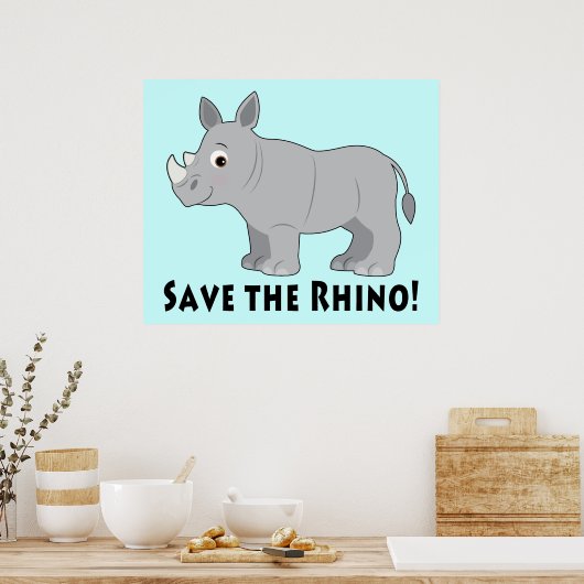Red de Rhino! Poster (Keuken)