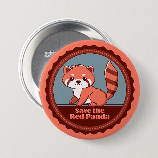 Red de Rode Panda Ronde Button 7,6 Cm (Voorkant /achterkant)