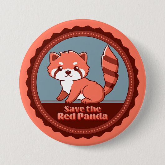 Red de Rode Panda Ronde Button 7,6 Cm (Voorkant)