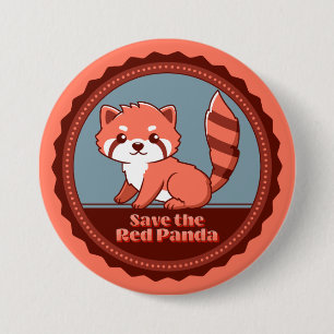 Red de Rode Panda Ronde Button 7,6 Cm