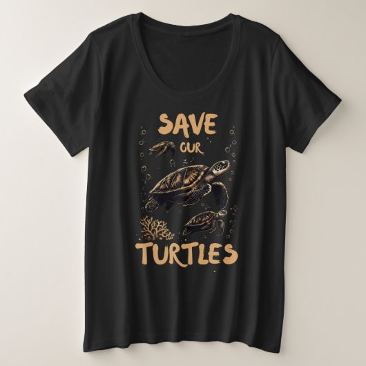 Red de schildpadden, eco vriendelijk grote maat t-shirt (Design voorkant)