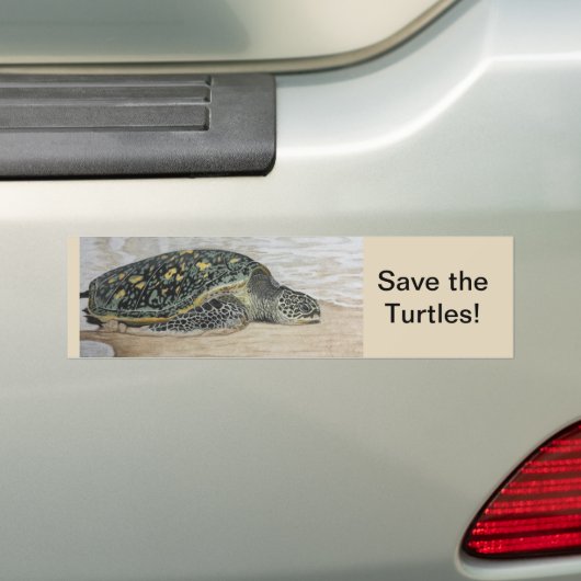 Red de schildpadden! Handgetrokken ontwerp Bumpersticker (Op auto)