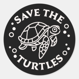 Red de schildpadden in het mariene natuurbehoud ronde sticker