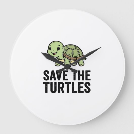 Red de schildpadden vintage schildpad bescherming grote klok (Voorkant)