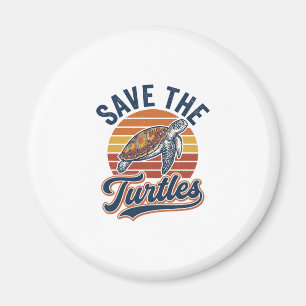 Red de Schildpadden Vintage Zee Schildpad T-Shirt  Magneet