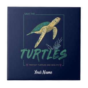Red de schildpadden voor een meisje dat gewoon van tegeltje