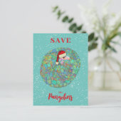 Red de schubdier Schattigee kerst Feestdagenkaart (Staand voorkant)