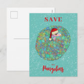 Red de schubdier Schattigee kerst Feestdagenkaart (Voorkant / Achterkant)