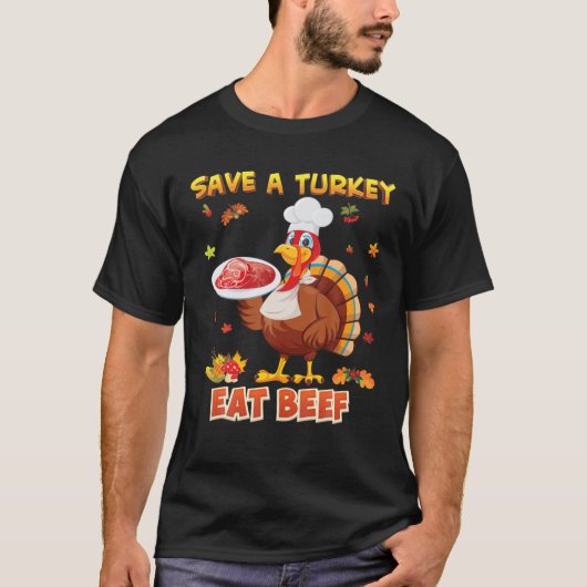 Red de Thanksgiving van een Turkije dat meer rundv T-shirt (Voorkant)