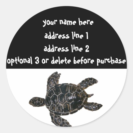 Red de Turtles Adresetiketten Ronde Sticker (Voorkant)