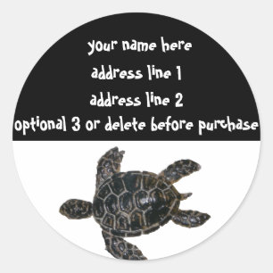 Red de Turtles Adresetiketten Ronde Sticker