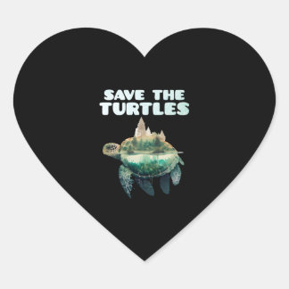 Red de Turtles bedreigde dieren op aarde Hart Sticker