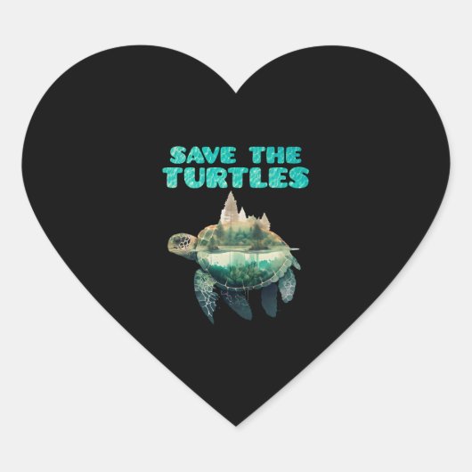 Red de Turtles bedreigde dieren op aarde Hart Sticker (Voorkant)