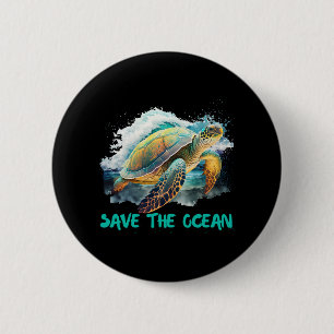 Red de Turtles Milieubescherming Oceaan Ronde Button 5,7 Cm