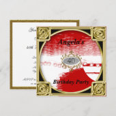 Red de verjaardag Uitnodiging (Voorkant / Achterkant)