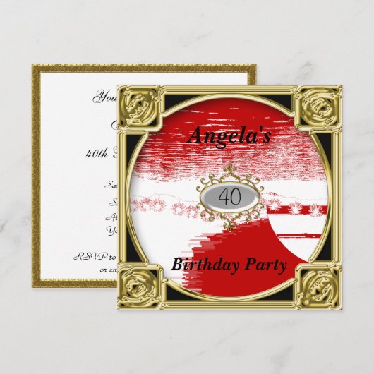 Red de verjaardag Uitnodiging (Voorkant / Achterkant)