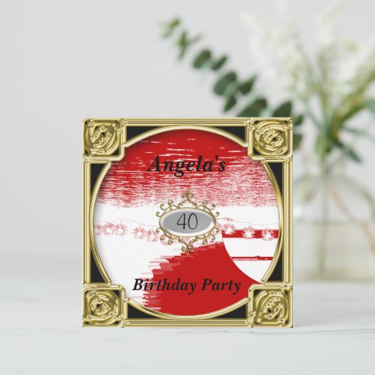 Red de verjaardag Uitnodiging (Staand voorkant)