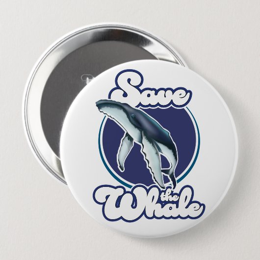 Red de Walvis Ronde Button 4,0 Cm (Voorkant /achterkant)