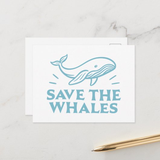 Red de walvissen schattige retro esthetiek briefkaart (Voorkant / Achterkant in situ)