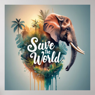 Red de wereld, bedreigde diersoorten poster